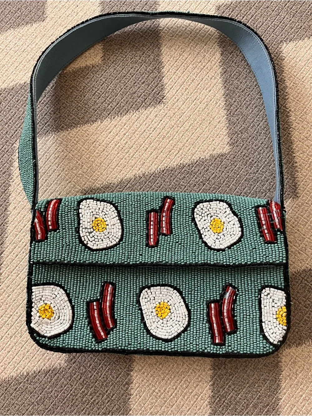 Anthropologie beaded bacon and eggs bag